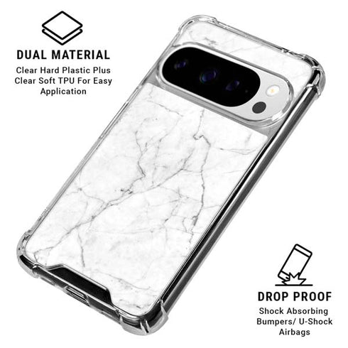 White Marble Google Pixel 10 Pro XL Clear Case